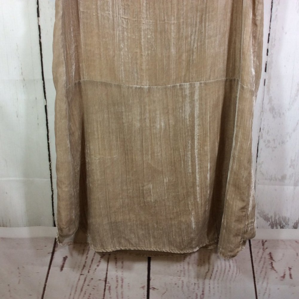 Anthropologie Floreat Crushed Champagne Velvet Shift Mini Dress Pockets Size S - Picture 14 of 16